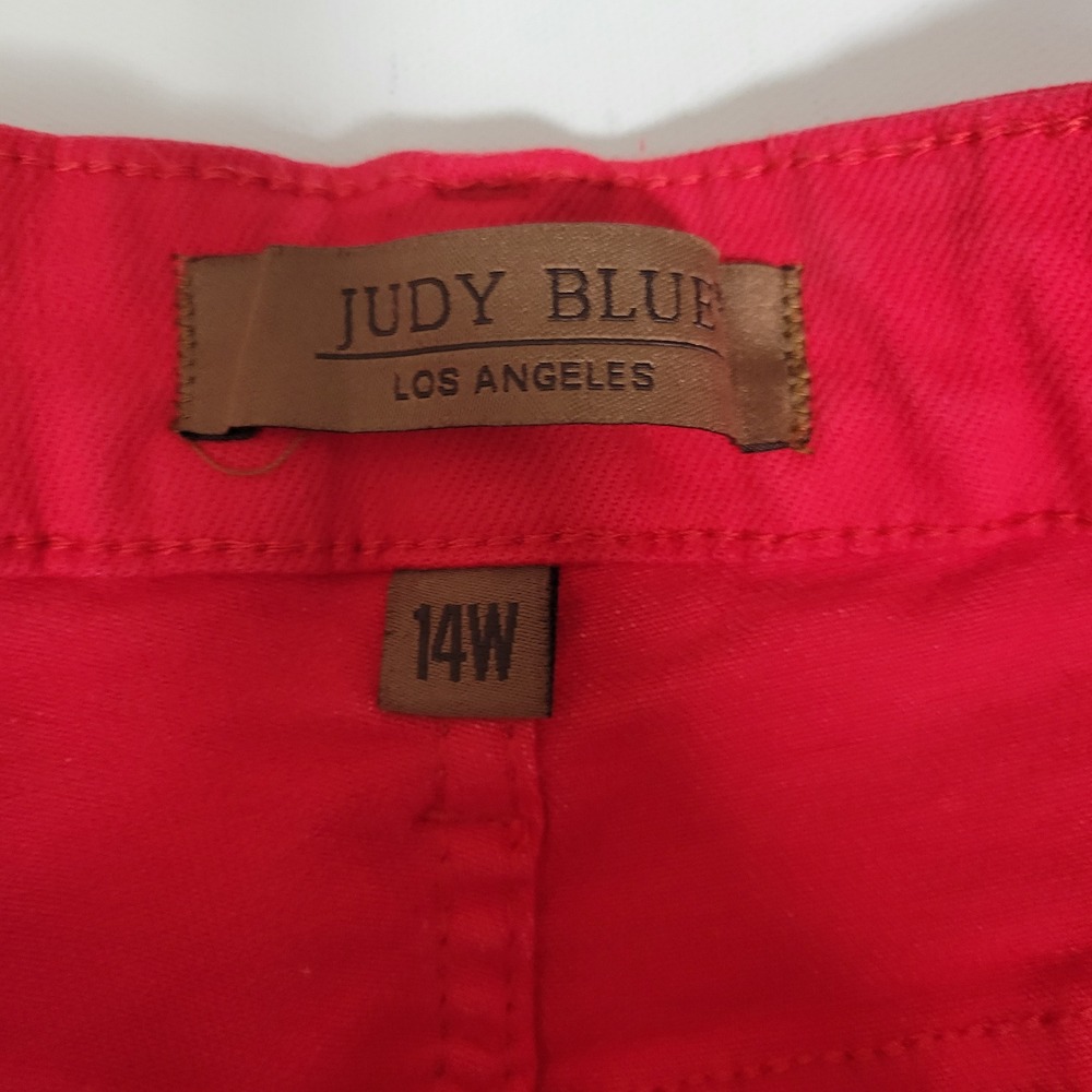 Judy Blue Red Garment Dye Straight Leg Jeans Womens 14W Stretch Colorpop Indie - Picture 7 of 10